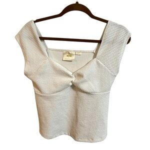 Maeve White Textured Crop Top